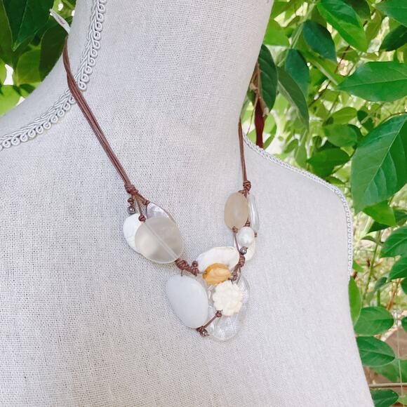 Silpada Sterling Cluster Necklace Quartz Magnesite Calcite Pearl Cord N2201 - Picture 9 of 13